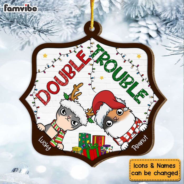 Personalized Gift For Cat Lover Christmas Double Trouble Ornament 29676 1