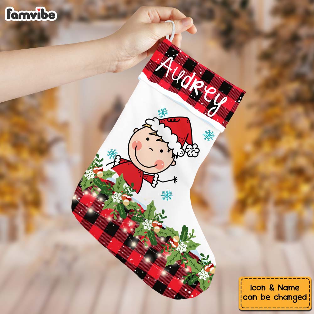 Personalized Gift For Family Buffalo Plaid Christmas Stocking 29678 Primary Mockup