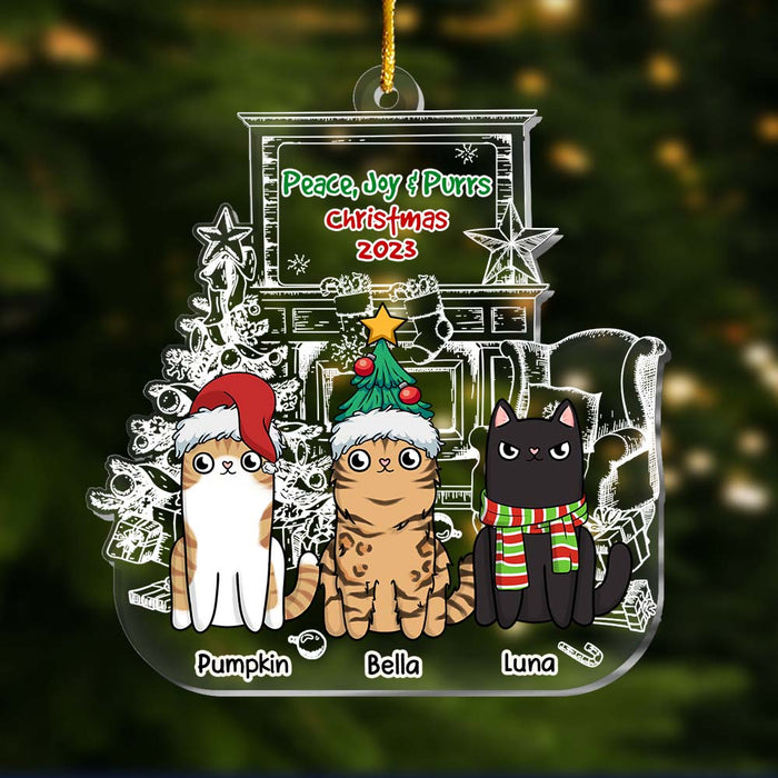Personalized Gift For Cat Lovers Peace, Joy & Purrs Ornament 29681 1