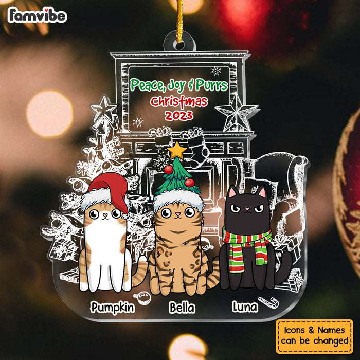 Personalized Gift For Cat Lovers Peace, Joy & Purrs Ornament 29681 1
