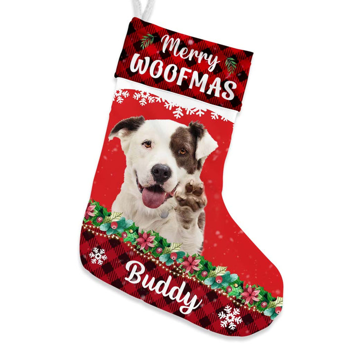 Personalized Christmas Gift Dog Buffalo Plaid Upload Photo Stocking 29682 1