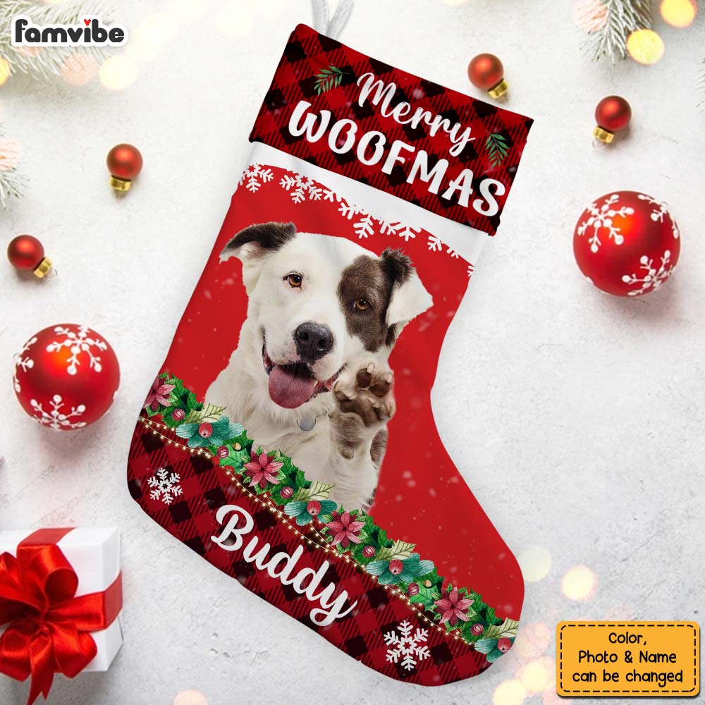 Personalized Christmas Gift Dog Buffalo Plaid Upload Photo Stocking 29682 Primary Mockup