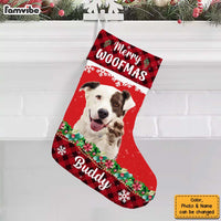 Personalized Christmas Gift Dog Buffalo Plaid Upload Photo Stocking 29682 thumb 1
