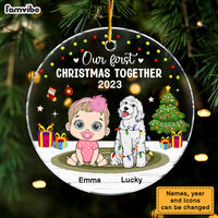 Personalized Christmas Gift Our First Christmas Together Baby And Dog Circle Ornament 29686 thumb 1