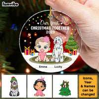Personalized Christmas Gift Our First Christmas Together Baby And Dog Circle Ornament 29686 thumb 1