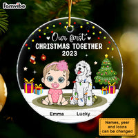 Personalized Christmas Gift Our First Christmas Together Baby And Dog Circle Ornament 29686 thumb 1