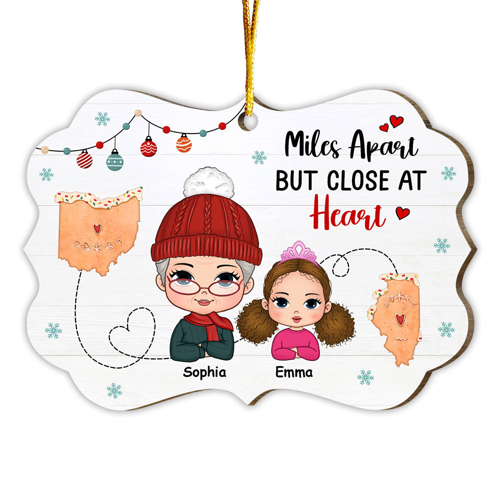 Personalized Christmas Gift For Grandma Granddaughter Miles Apart Benelux Ornament 29688 Primary Mockup