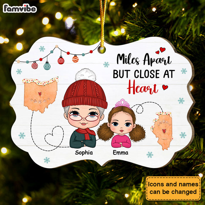 Personalized Christmas Gift For Grandma Granddaughter Miles Apart Benelux Ornament 29688 1