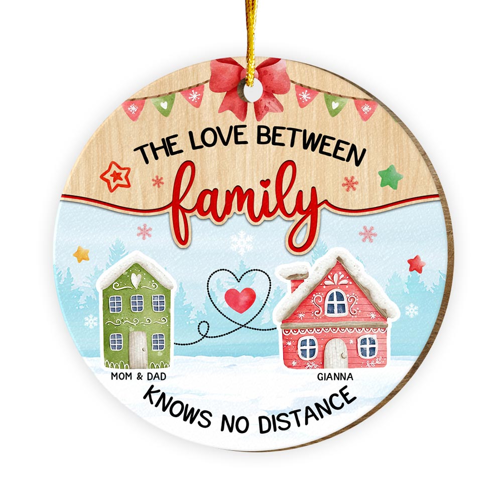 Personalized Gift For Family The Love Knows No Distance Christmas Circle Ornament 29689 Primary Mockup