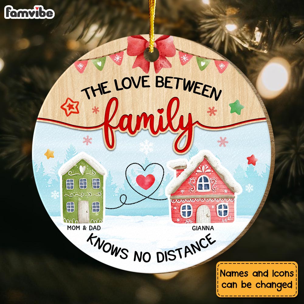 Personalized Gift For Family The Love Knows No Distance Christmas Circle Ornament 29689 Primary Mockup