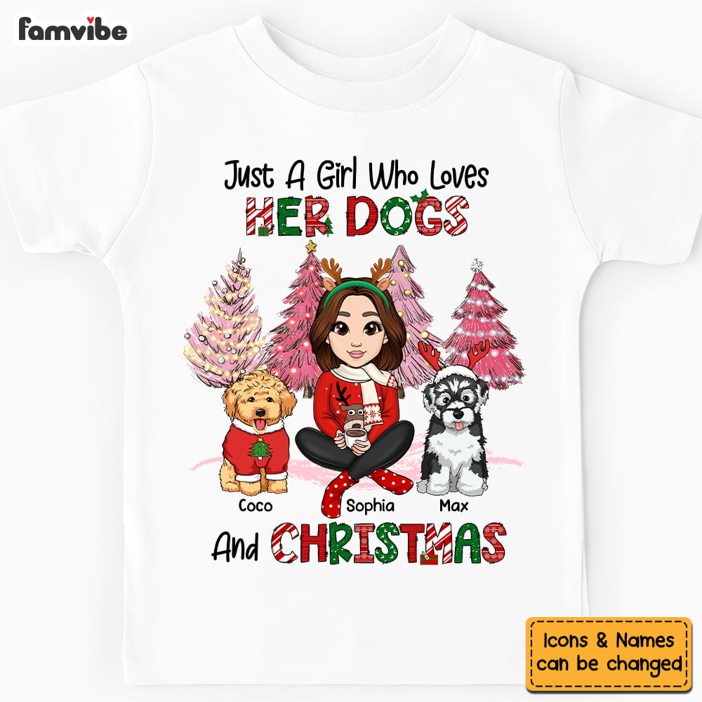 Personalized Christmas Gift For Granddaughter Dog Lover Kid T Shirt 29692 Mockup White