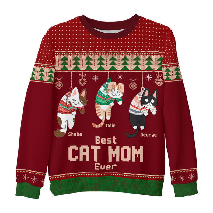 Personalized Cats Hanging  Funny Ugly Sweater 29694 1
