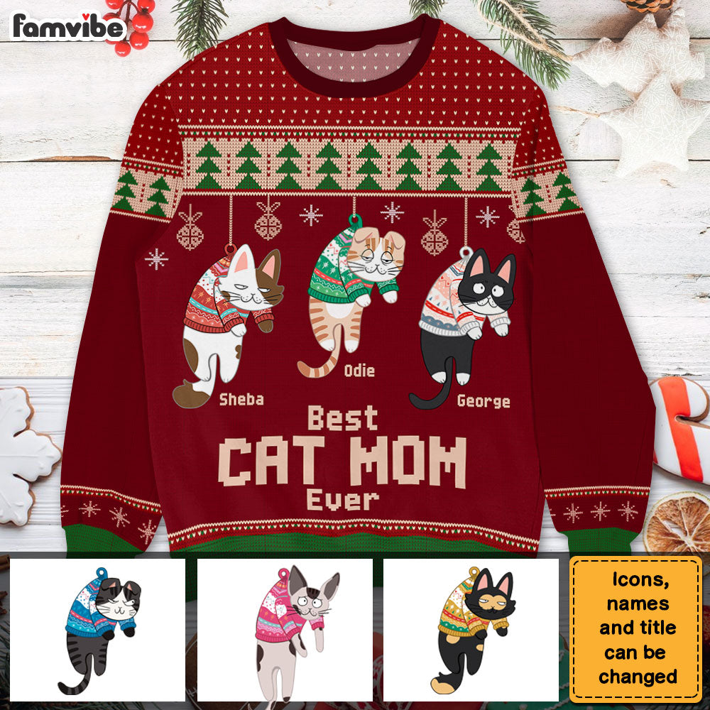 Personalized Cats Hanging  Funny Ugly Sweater 29694 Primary Mockup