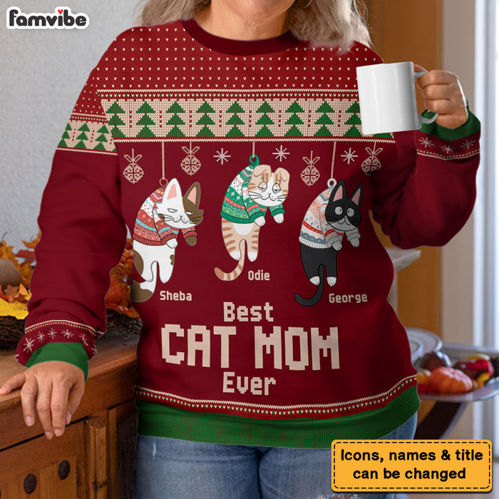 Personalized Cats Hanging  Funny Ugly Sweater 29694 1