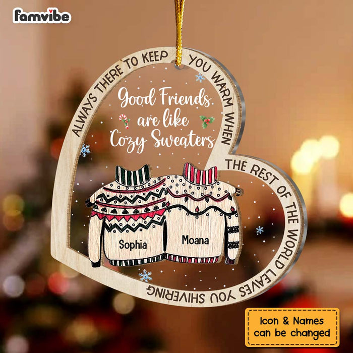 Personalized Good Friends Are Like Cozy Sweaters 2 Layered Mix Ornament 29695 1