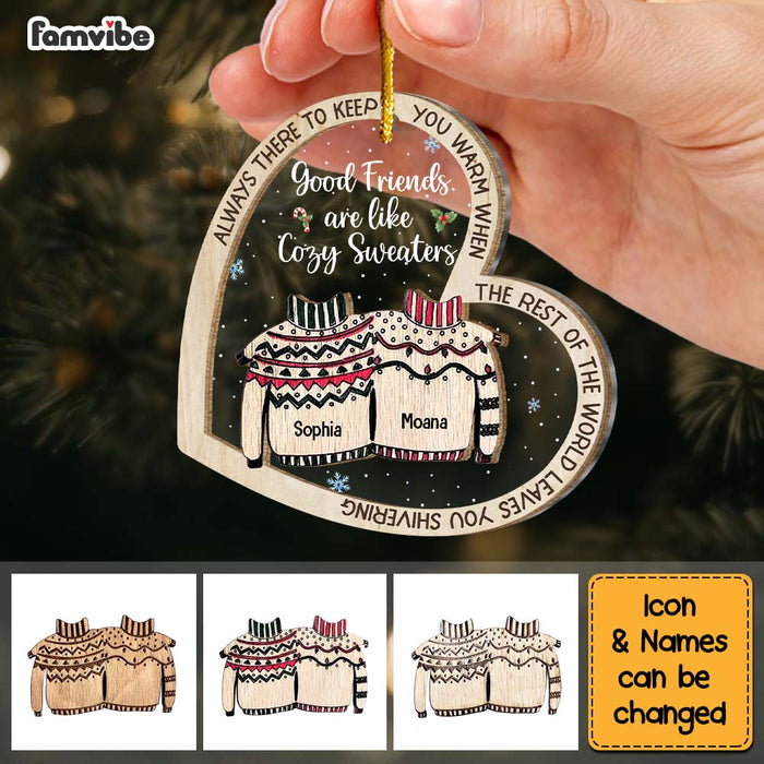 Personalized Good Friends Are Like Cozy Sweaters 2 Layered Mix Ornament 29695 1