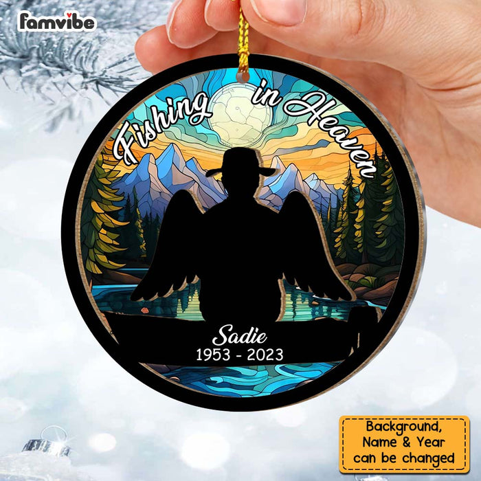 Personalized 'Fishing in Heaven' 2-Layer Mix Ornament: Memorial