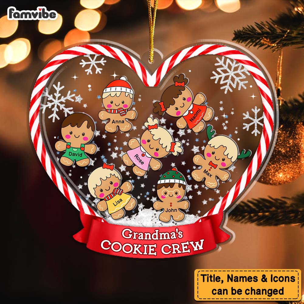 Personalized Gift For Grandma's Cookie Crew 5 Layered Shaker Ornament 29706 Primary Mockup