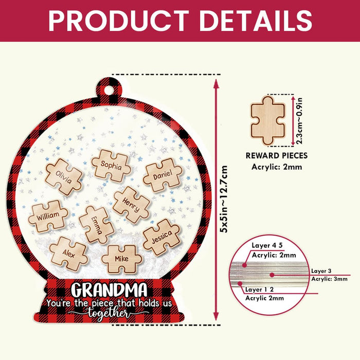 Personalized Christmas Gift For Grandma 5 Layered Shaker Ornament 29708 1