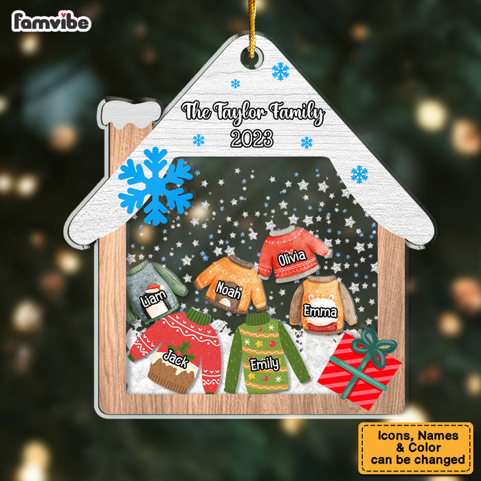 Personalized Gift For Family House Christmas Sweaters 5 Layered Shaker Ornament 29709 1