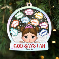 Personalized Gods Says I Am Granddaughter 5 Layered Shaker Ornament 29712 thumb 1