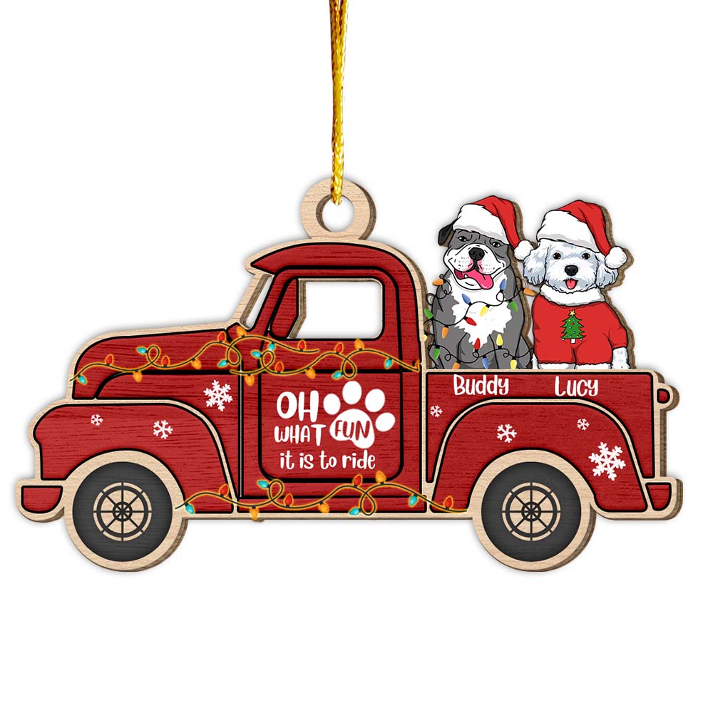 Personalized Gift Red Truck Dog Christmas Costume Ornament 29715 Primary Mockup