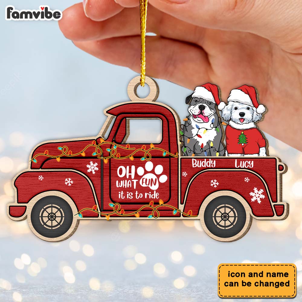 Personalized Gift Red Truck Dog Christmas Costume Ornament 29715 Primary Mockup