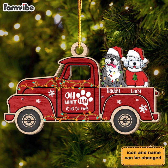 Personalized Gift Red Truck Dog Christmas Costume Ornament 29715 1