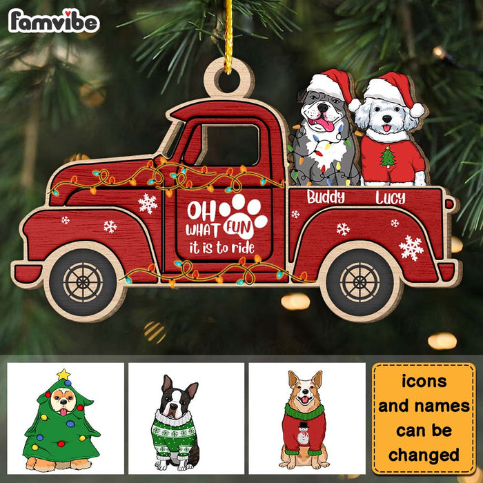 Personalized Gift Red Truck Dog Christmas Costume Ornament 29715 1