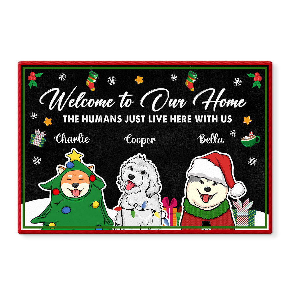 Personalized Christmas Gift For Dog Lovers Welcome To Our Home Doormat 29718 Primary Mockup