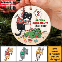 Personalized Gift For Cat Lovers Broken Ornament This Year Circle Ornament 29719 thumb 1