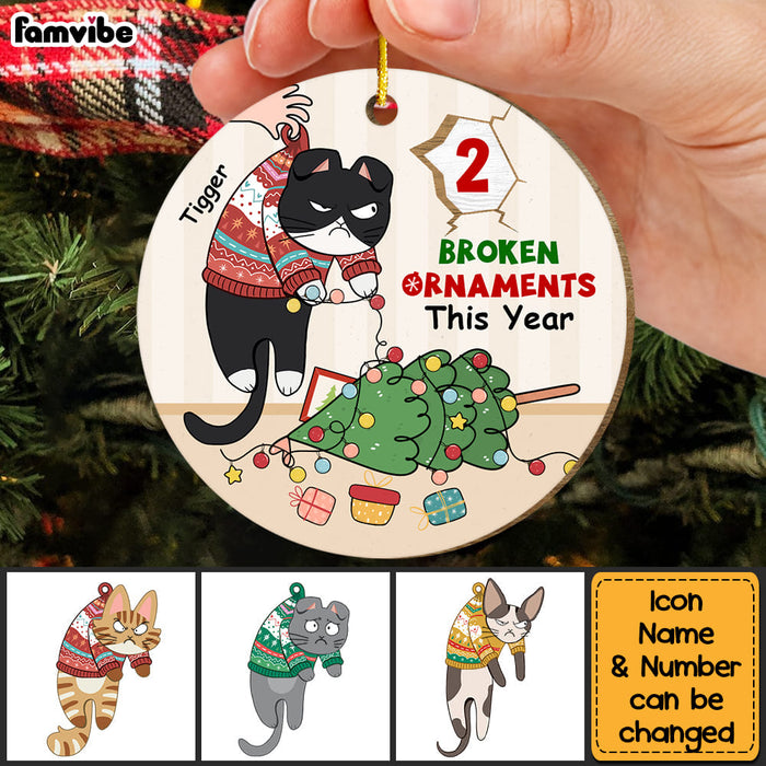 Personalized Gift For Cat Lovers Broken Ornament This Year Circle Ornament 29719 1