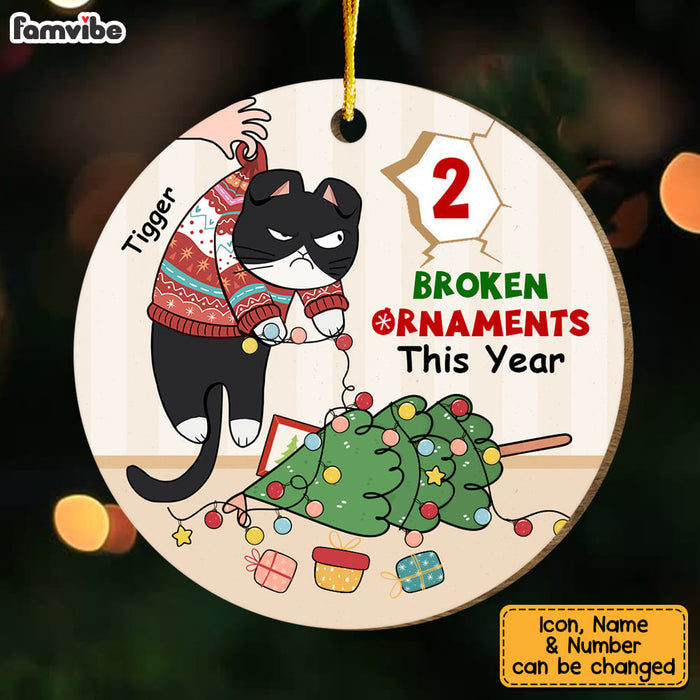 Personalized Gift For Cat Lovers Broken Ornament This Year Circle Ornament 29719 1