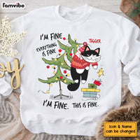 Personalized Gift For Cat Lovers I'm Fine Everything Is Fine Christmas Shirt - Hoodie - Sweatshirt 29720 thumb 1