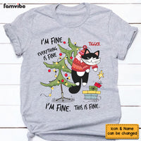 Personalized Gift For Cat Lovers I'm Fine Everything Is Fine Christmas Shirt - Hoodie - Sweatshirt 29720 thumb 1