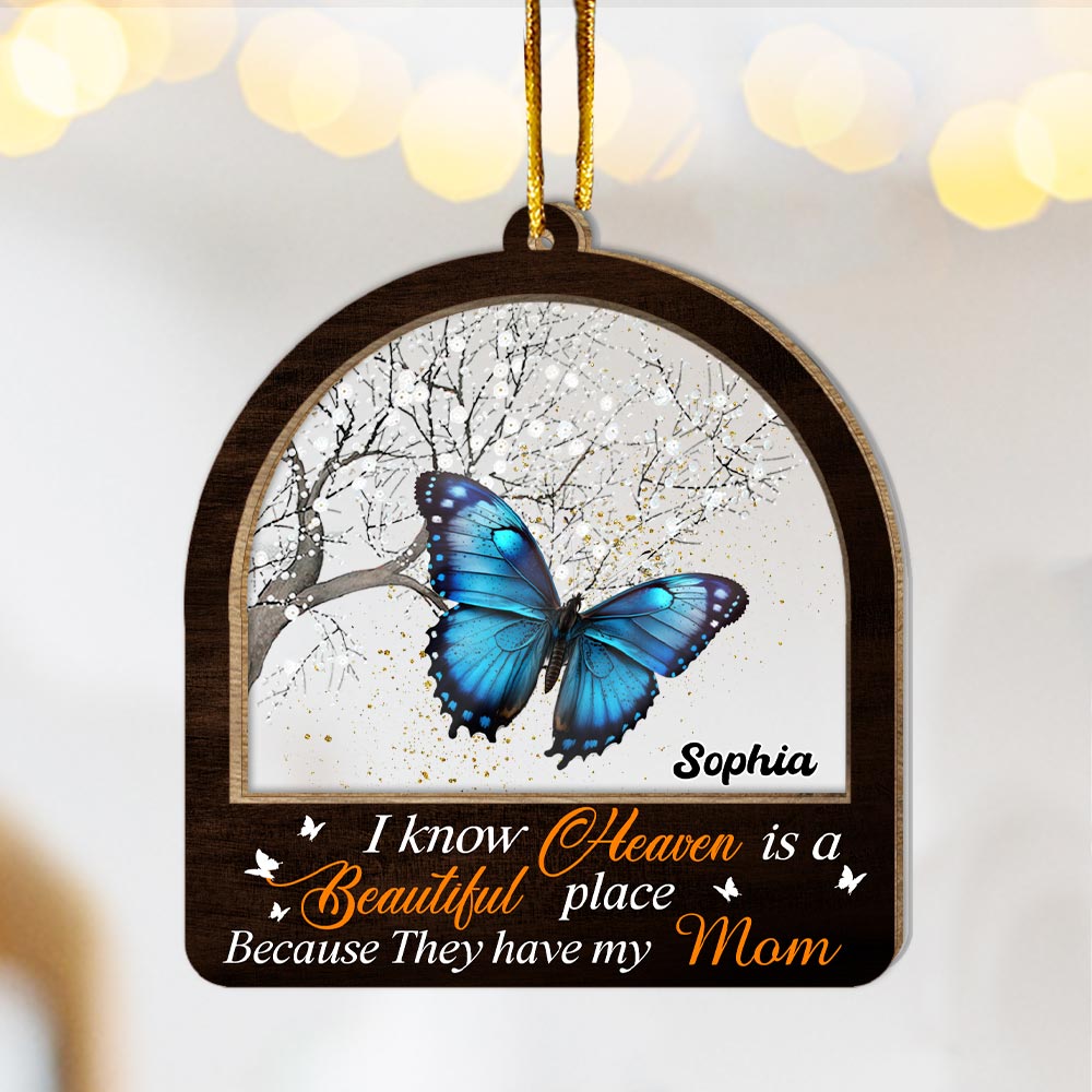 Personalized I Know Heaven Is A Beautiful Place Memorial 2 Layered Mix Ornament 29723 Primary Mockup