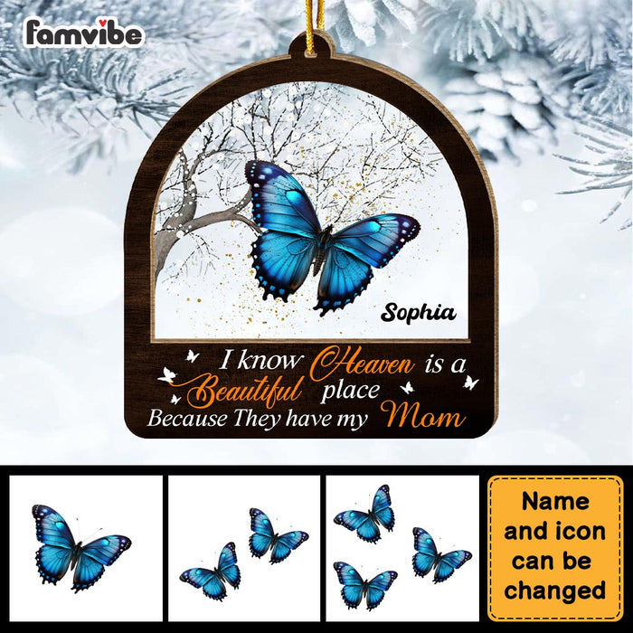 Personalized I Know Heaven Is A Beautiful Place Memorial 2 Layered Mix Ornament 29723 1