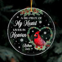 Personalized Memorial Gift Cardinal Piece Of My Heart Circle Ornament 29734 thumb 1