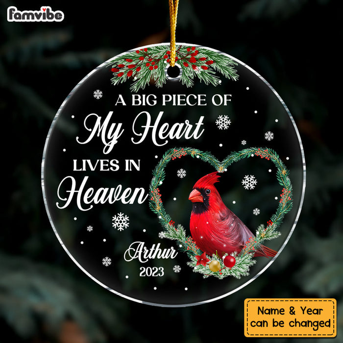 Personalized Memorial Gift Cardinal Piece Of My Heart Circle Ornament 29734 1