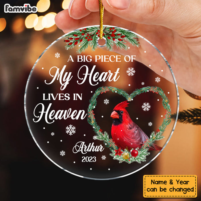 Personalized Memorial Gift Cardinal Piece Of My Heart Circle Ornament 29734 1