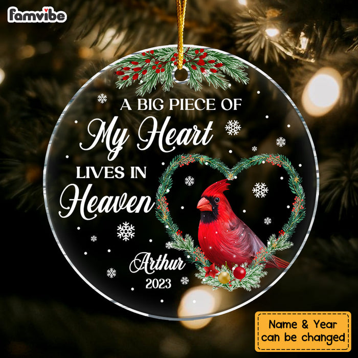 Personalized Memorial Gift Cardinal Piece Of My Heart Circle Ornament 29734 1