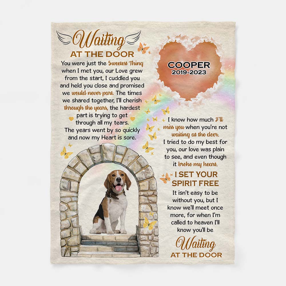 Personalized Dog Memorial Gift Waiting At The Door Blanket 29742 Primary Mockup