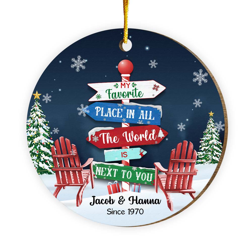 Personalized Gift For Couple My Favorite Place Circle Ornament 29759 Primary Mockup
