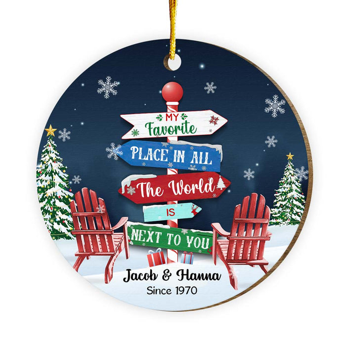 Personalized Gift For Couple My Favorite Place Circle Ornament 29759 1