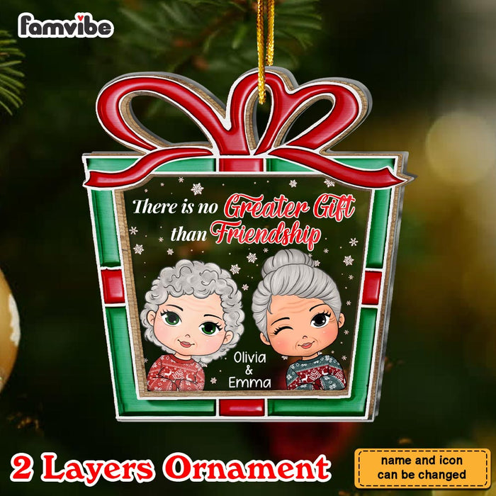 Personalized There Is No Greater Gift Than Friendship 2 Layered Mix Ornament 29770 1