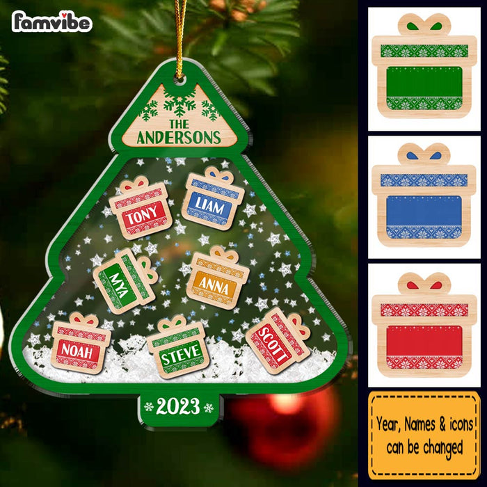 Personalized Tree Layered Family Gifts Christmas 5 Layered Shaker Ornament 29787 1