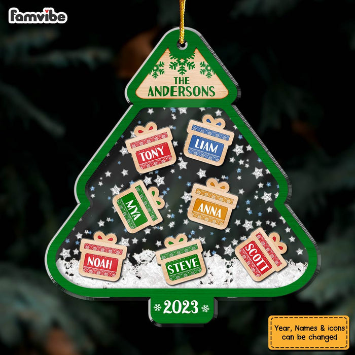 Personalized Tree Layered Family Gifts Christmas 5 Layered Shaker Ornament 29787 1