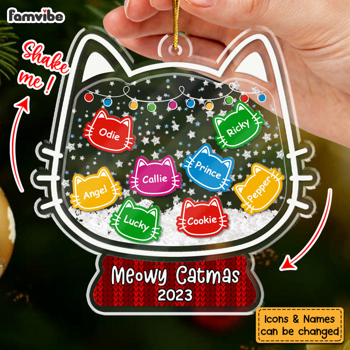 Personalized Gift For Cat Lover Meowy Catmas 5 Layered Shaker Ornament 29793 1
