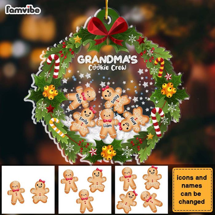 Personalized Gift Grandma's Cookie Crew Christmas Wreaths 5 Layered Shaker Ornament 29805 1