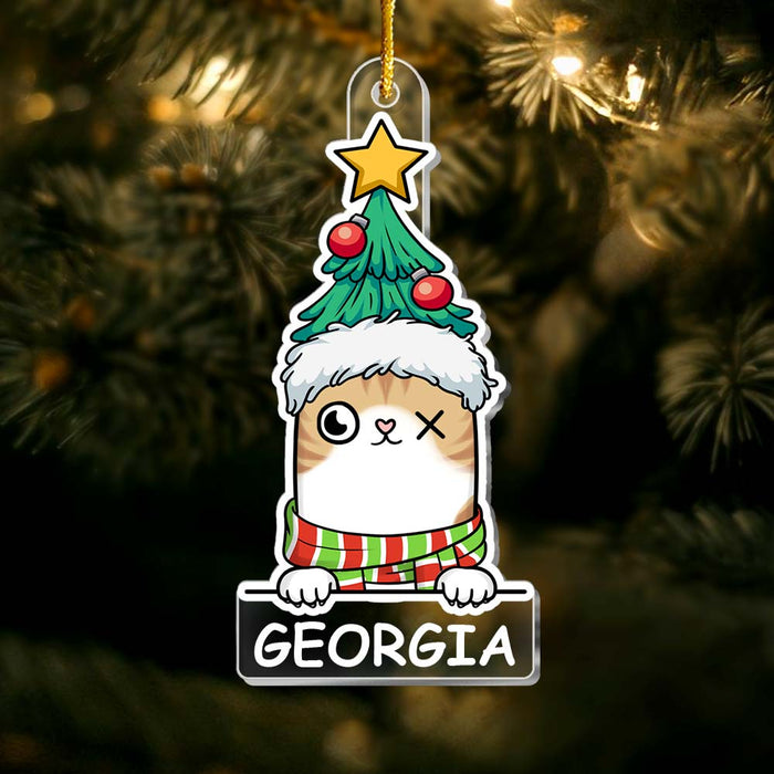 Personalized Peeking Cat Christmas Ornament 29812 1